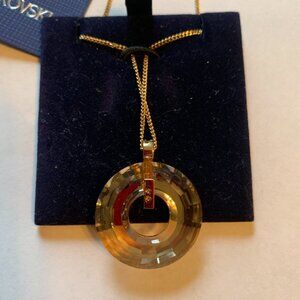 💫 Swarovski Gold-Tone Golden Shadow Crystal Pendant Necklace – Modern Magical💫